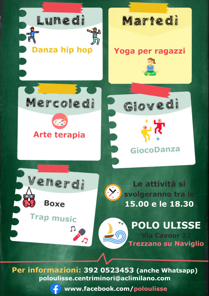 programma laboratori ed attività per adolescenti al Polo Ulisse, centro multifunzionale per la famiglia di Trezzano sul Naviglio - Cooperativa Ripari