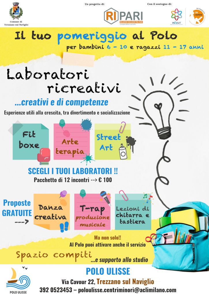promozione attività laboratoriali Polo Ulisse Trezzano sul Naviglio - adolescenti - spazio compiti - attività minori