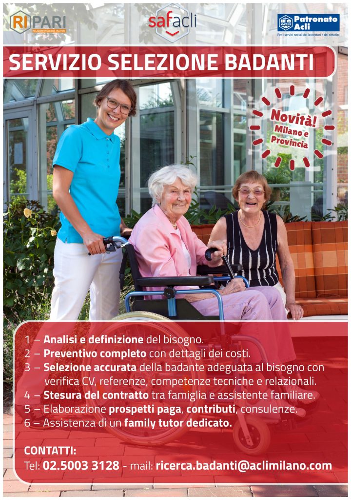 Servizio selezione badanti Acli Milano Cooperativa Ripari - servizio completo: selezione, assunzione e gestione del rapporto lavorativo